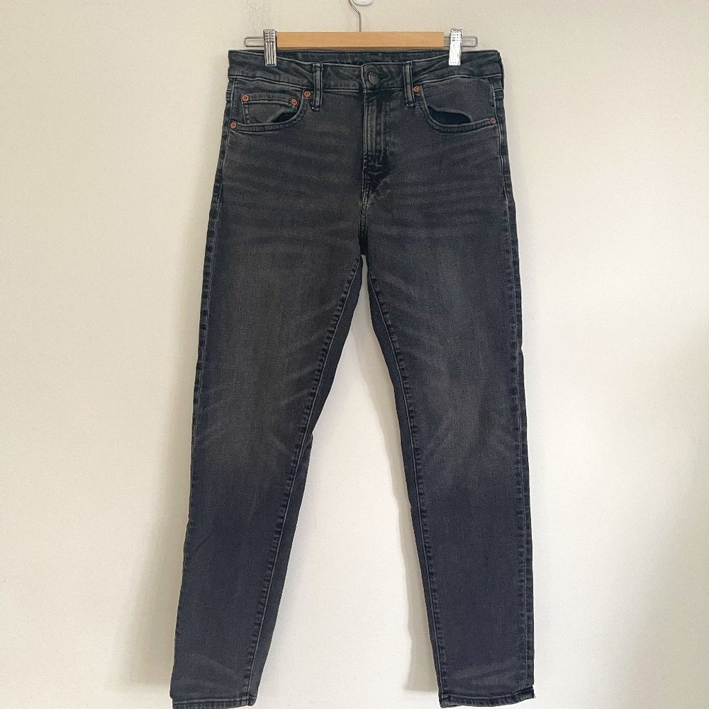 American Eagle Women Skinny Jeans Faded Black Stretch Denim Size 30